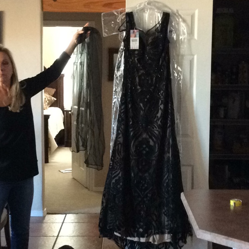 Brand new never worn black and nude sparkle gown
